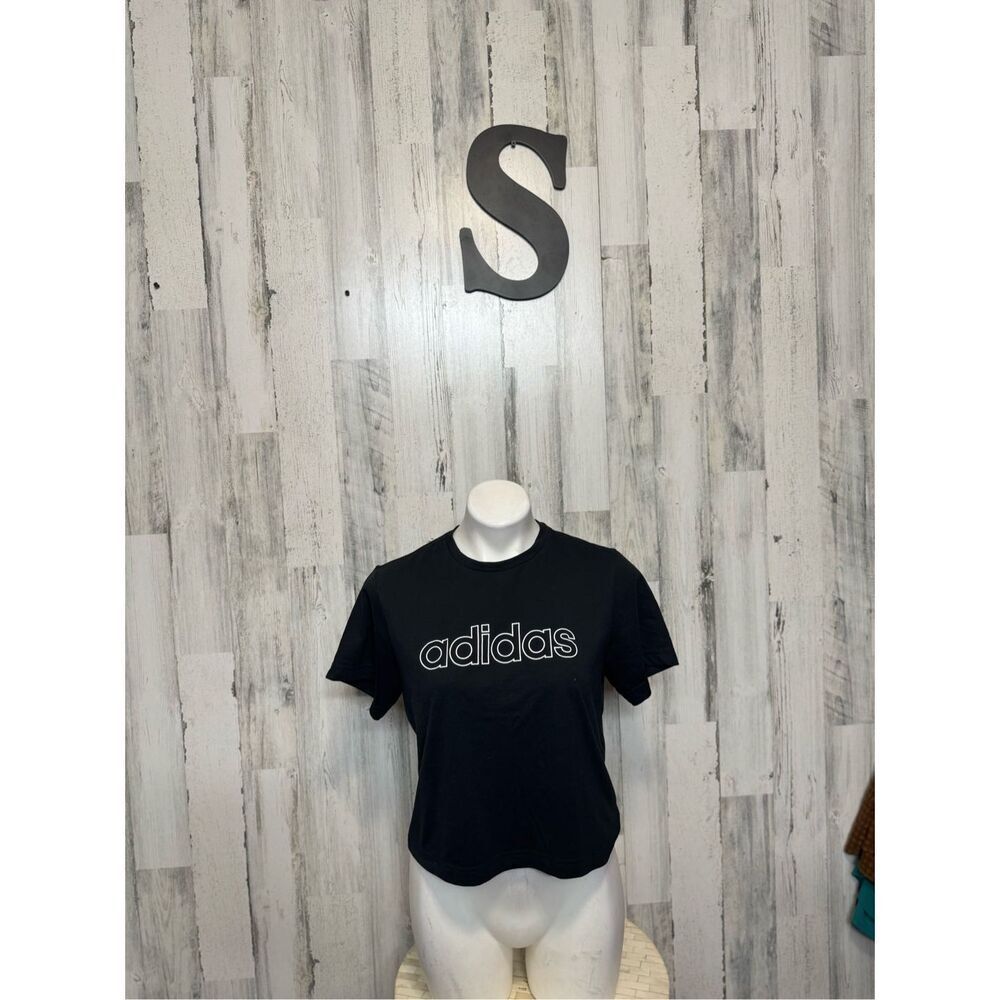 Adidas Black Logo T-Shirt Top Women’s Size Small Athletic Casual Tee
